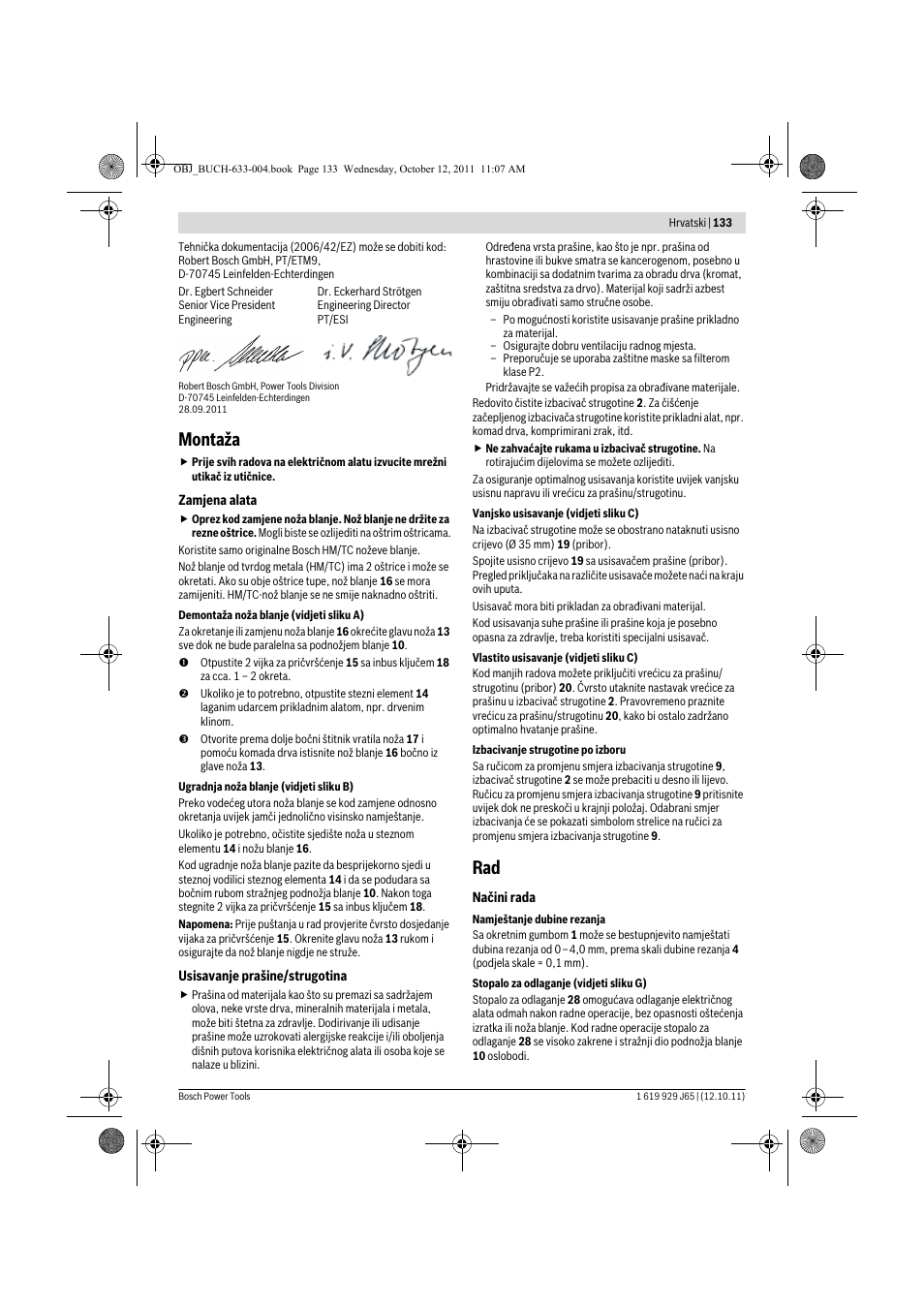 Montaža | Bosch GHO 40-82 C Professional User Manual | Page 133 / 163