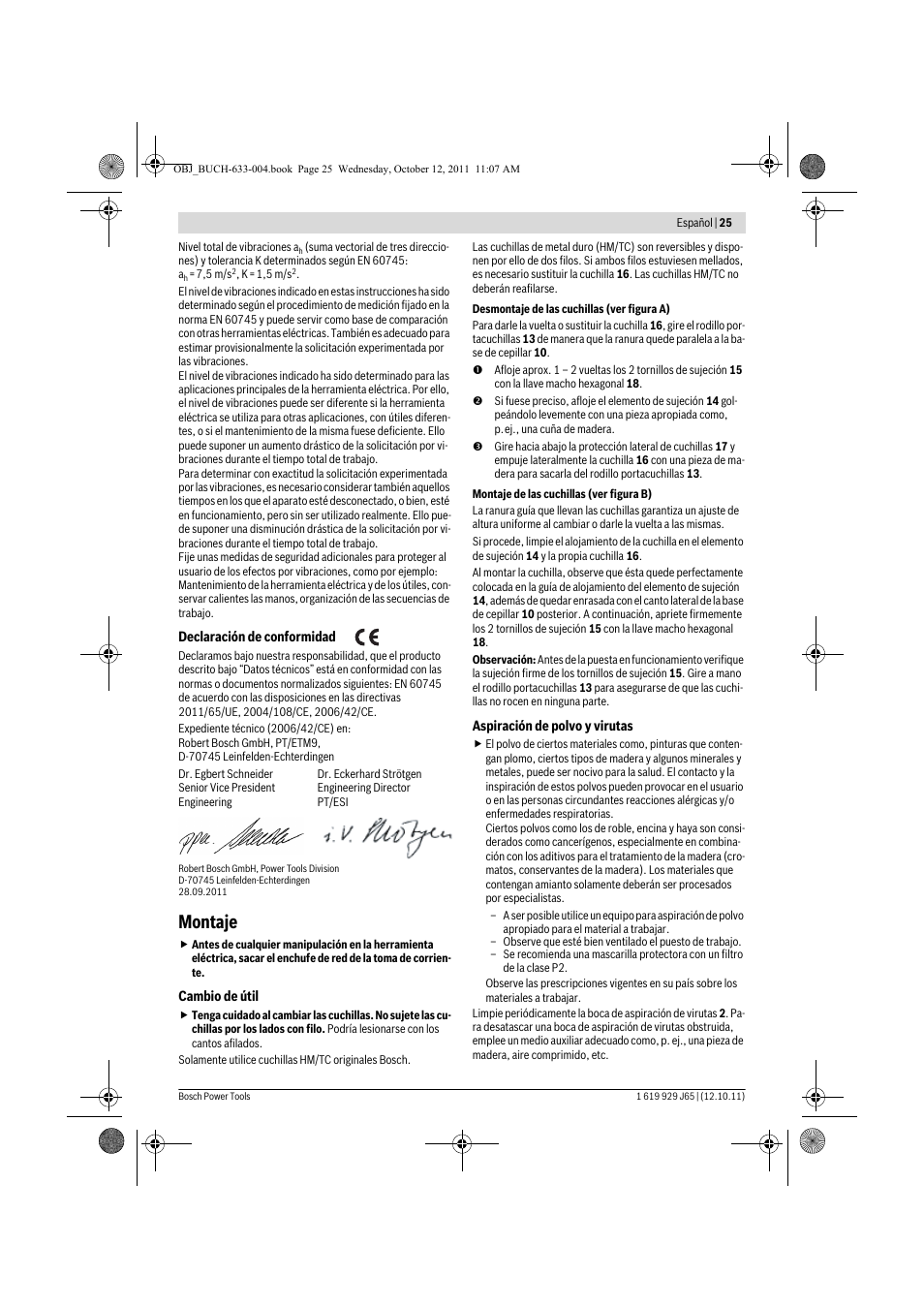 Montaje | Bosch GHO 40-82 C Professional User Manual | Page 25 / 163