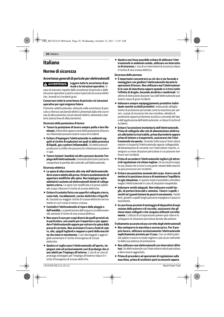 Italiano, Norme di sicurezza | Bosch GHO 40-82 C Professional User Manual | Page 34 / 163