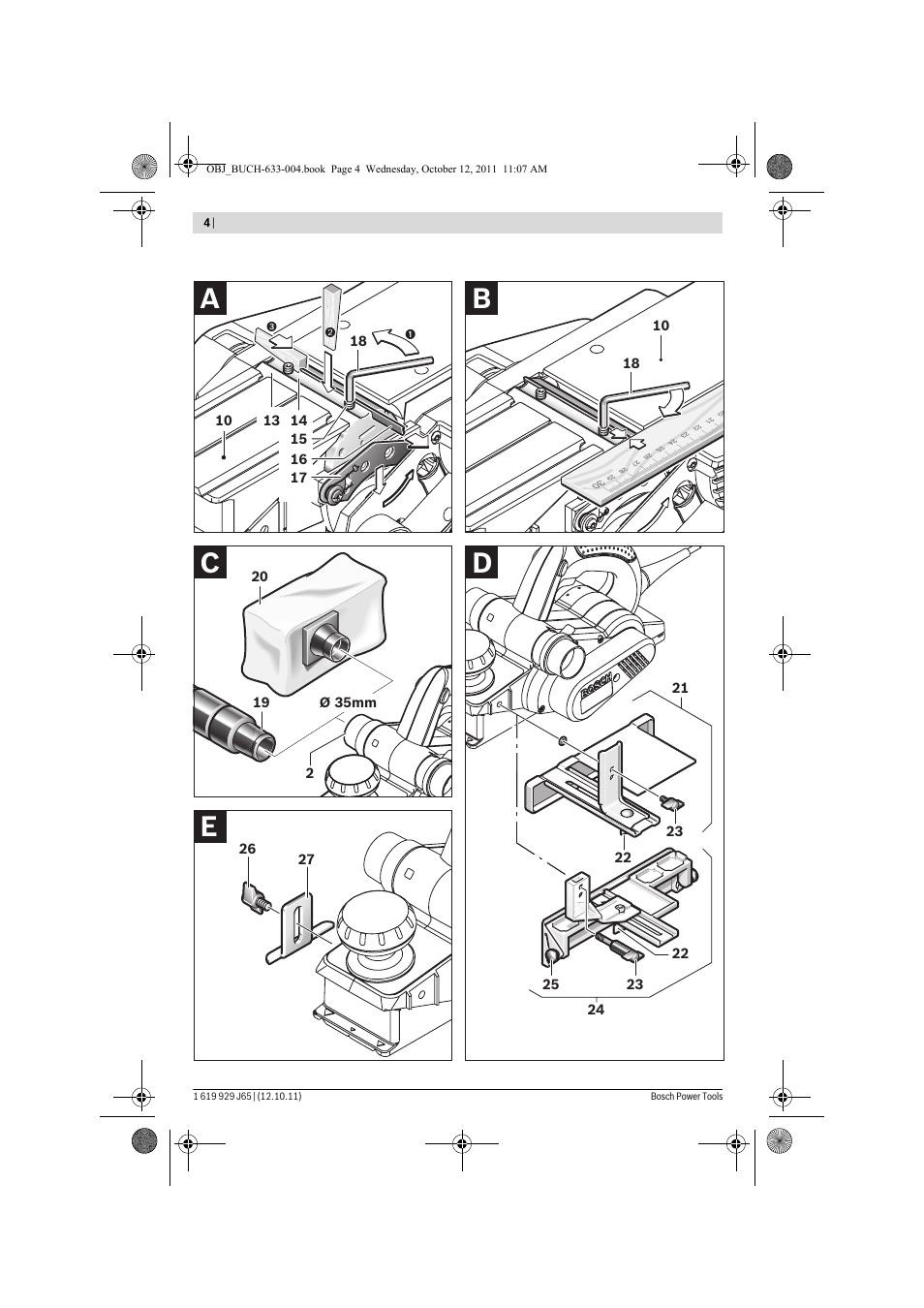 Ed c b a | Bosch GHO 40-82 C Professional User Manual | Page 4 / 163