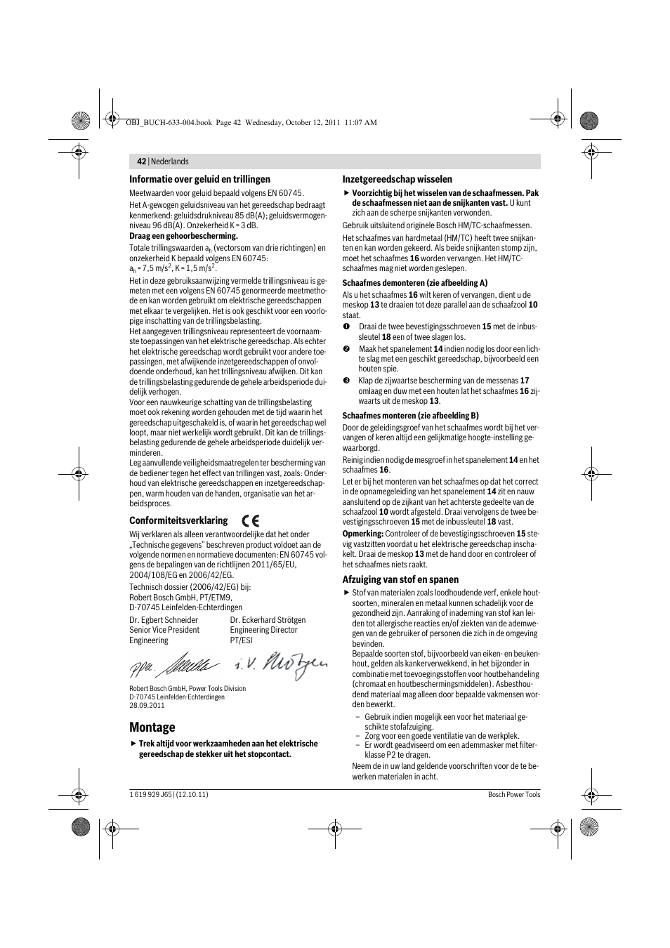 Montage | Bosch GHO 40-82 C Professional User Manual | Page 42 / 163