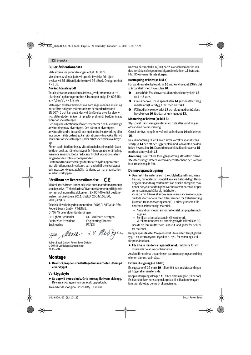 Montage | Bosch GHO 40-82 C Professional User Manual | Page 52 / 163