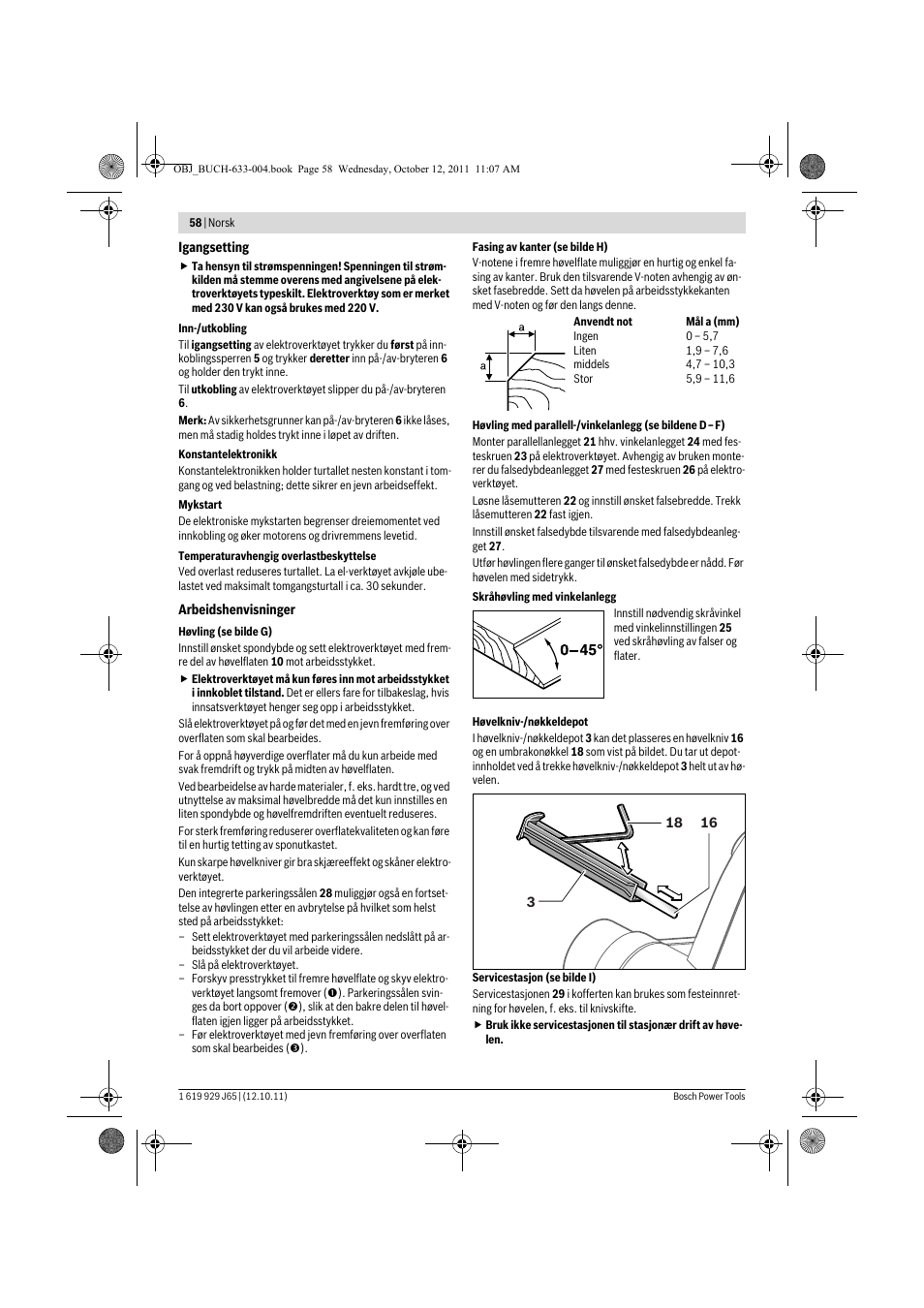 Bosch GHO 40-82 C Professional User Manual | Page 58 / 163