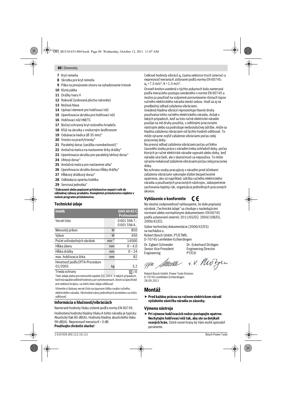 Montáž | Bosch GHO 40-82 C Professional User Manual | Page 88 / 163