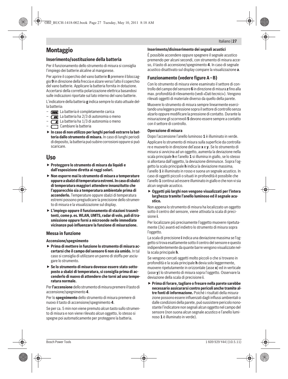 Montaggio | Bosch GMS 100 M Professional User Manual | Page 27 / 130