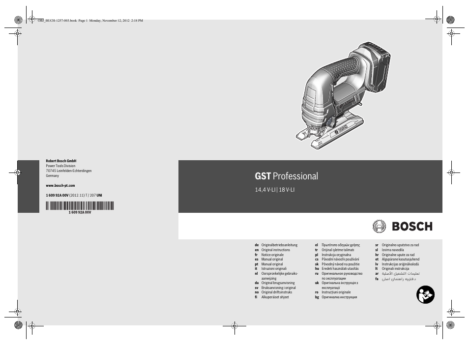 Bosch GST 18 V-LI Professional User Manual | 206 pages