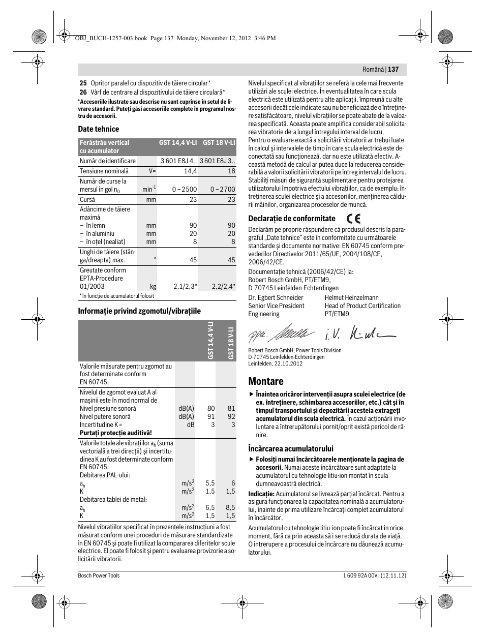 Montare | Bosch GST 18 V-LI Professional User Manual | Page 137 / 206