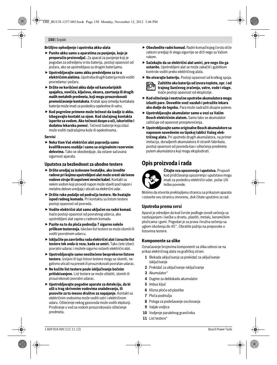 Opis proizvoda i rada | Bosch GST 18 V-LI Professional User Manual | Page 150 / 206