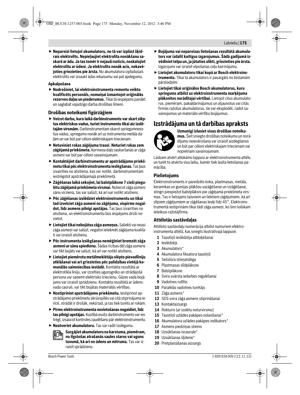 Izstrādājuma un tā darbības apraksts | Bosch GST 18 V-LI Professional User Manual | Page 175 / 206