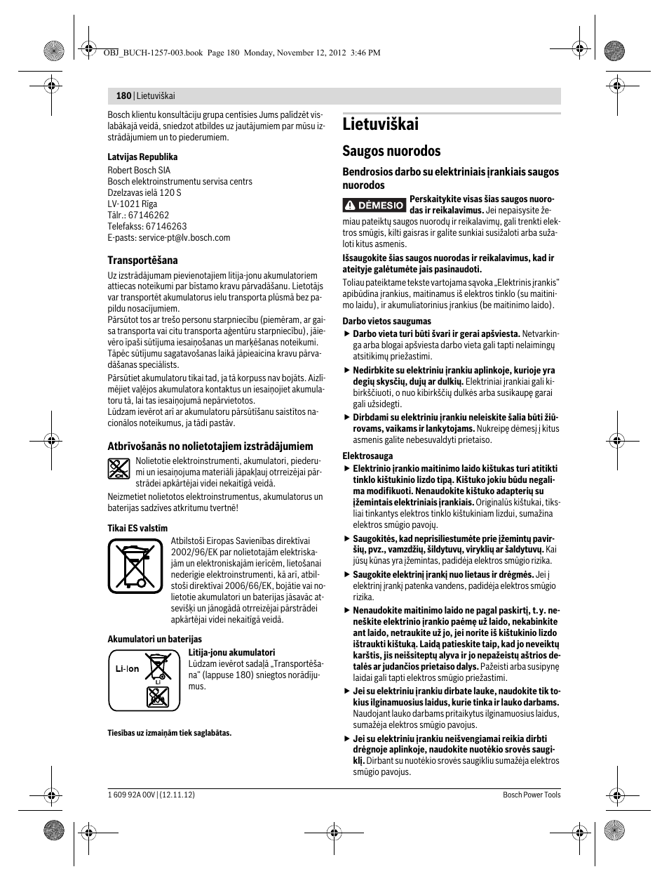 Lietuviškai, Saugos nuorodos | Bosch GST 18 V-LI Professional User Manual | Page 180 / 206