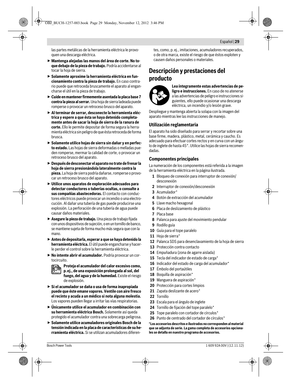Descripción y prestaciones del producto | Bosch GST 18 V-LI Professional User Manual | Page 29 / 206