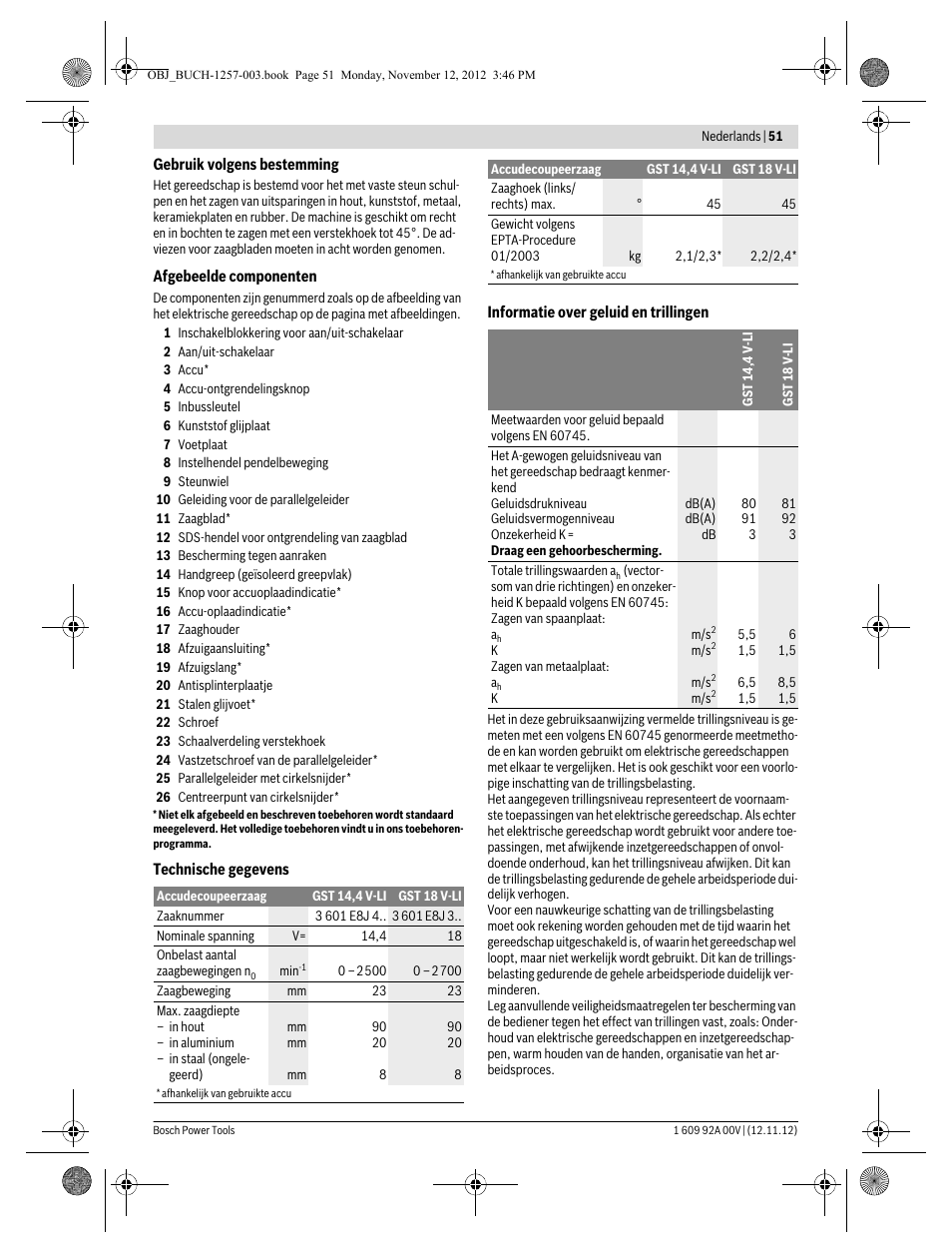 Bosch GST 18 V-LI Professional User Manual | Page 51 / 206