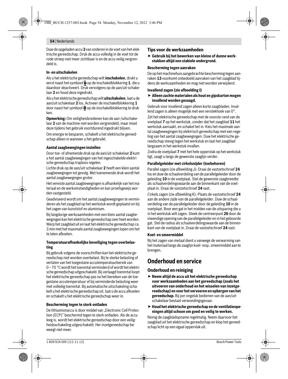 Onderhoud en service | Bosch GST 18 V-LI Professional User Manual | Page 54 / 206