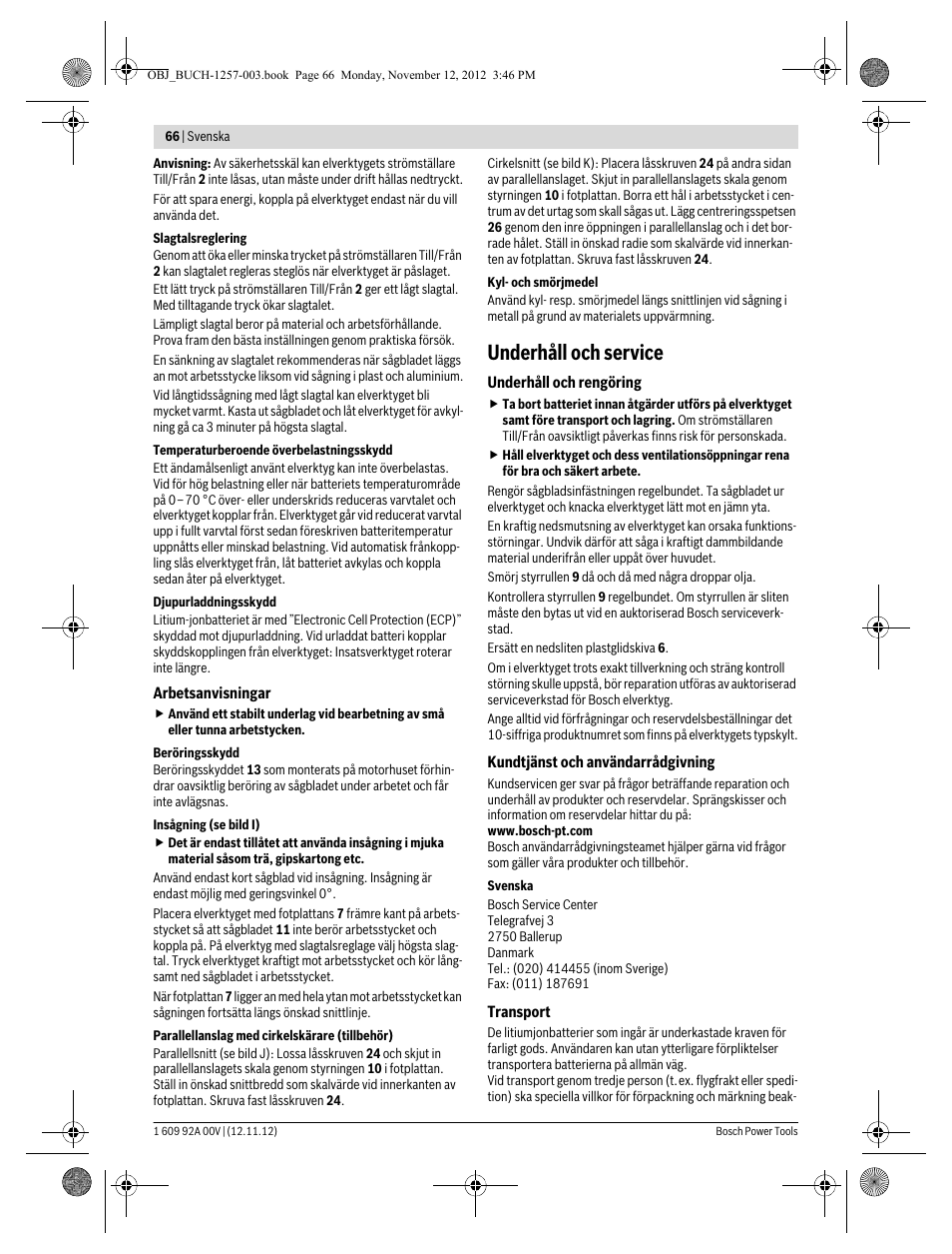 Underhåll och service | Bosch GST 18 V-LI Professional User Manual | Page 66 / 206