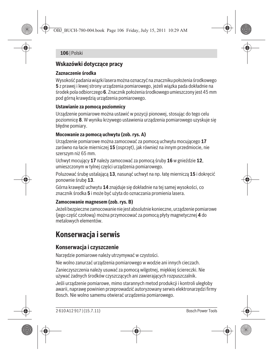 Konserwacja i serwis | Bosch LR 1 Professional User Manual | Page 106 / 232