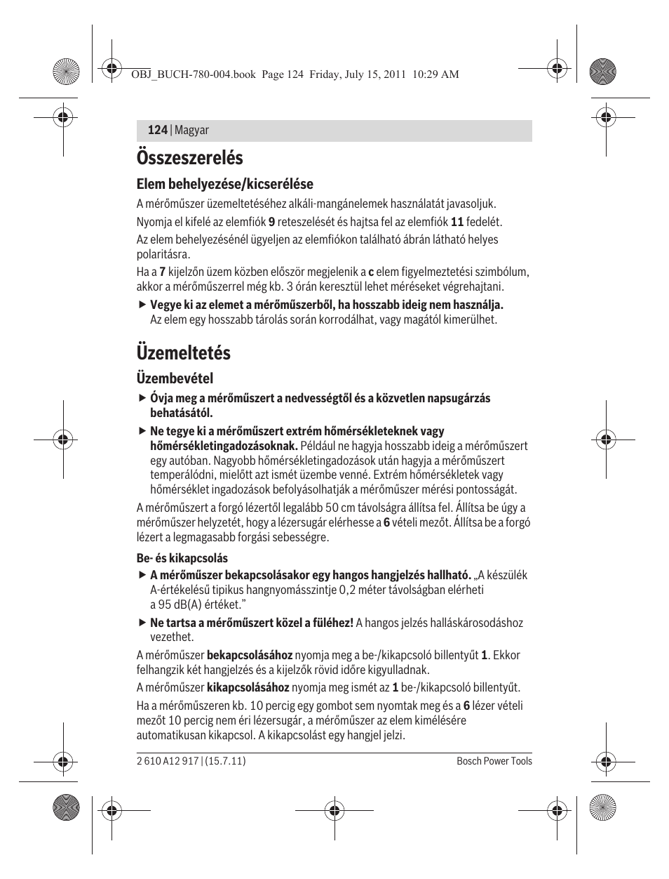 Összeszerelés, Üzemeltetés | Bosch LR 1 Professional User Manual | Page 124 / 232