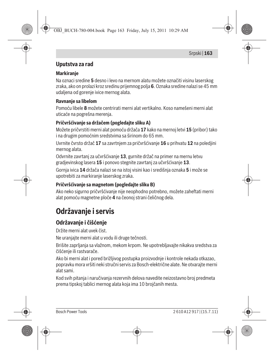 Održavanje i servis | Bosch LR 1 Professional User Manual | Page 163 / 232