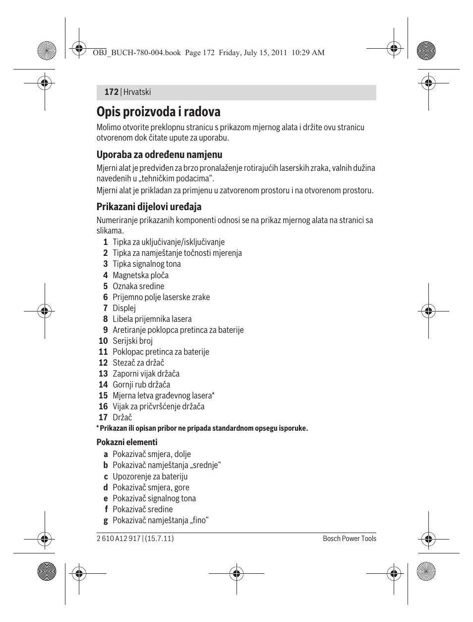 Opis proizvoda i radova | Bosch LR 1 Professional User Manual | Page 172 / 232