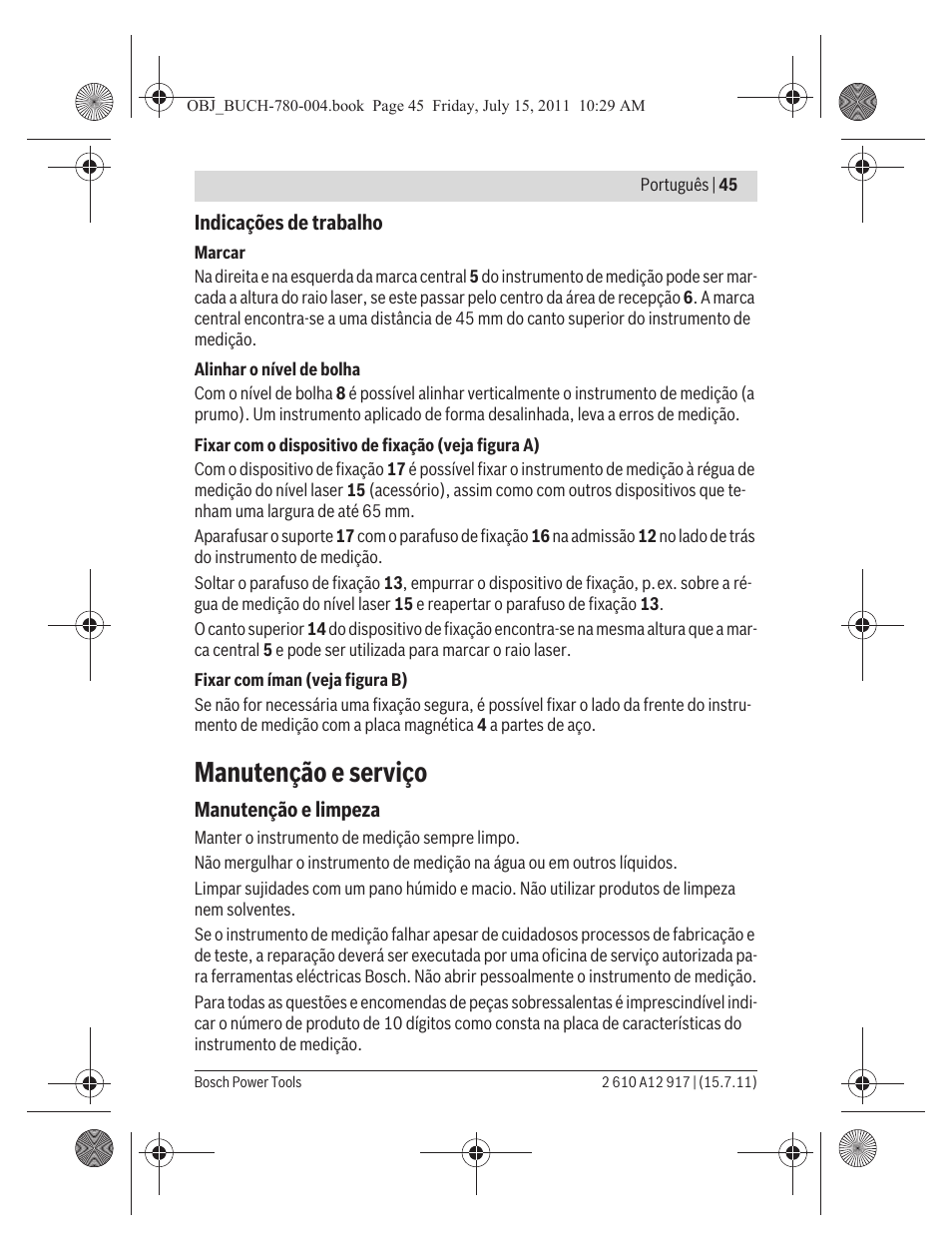 Manutenção e serviço | Bosch LR 1 Professional User Manual | Page 45 / 232