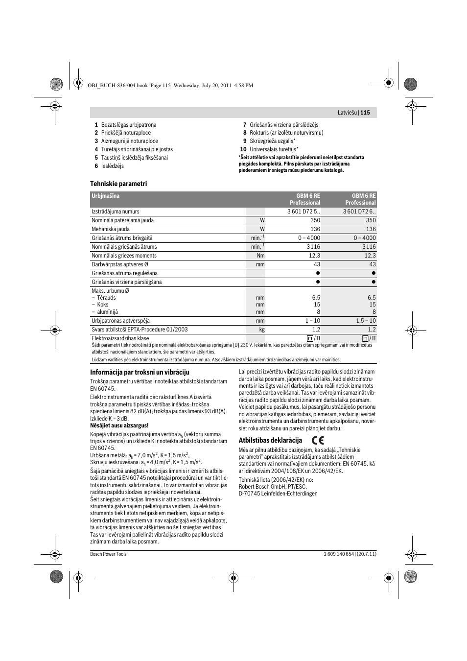 Bosch GBM 6 RE Professional User Manual | Page 115 / 130