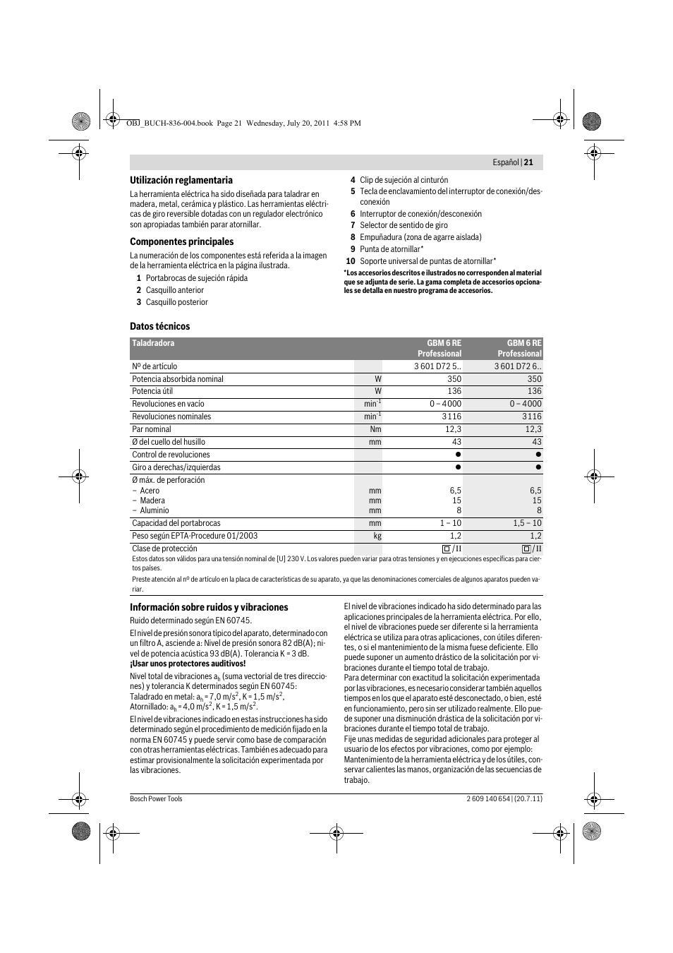 Bosch GBM 6 RE Professional User Manual | Page 21 / 130