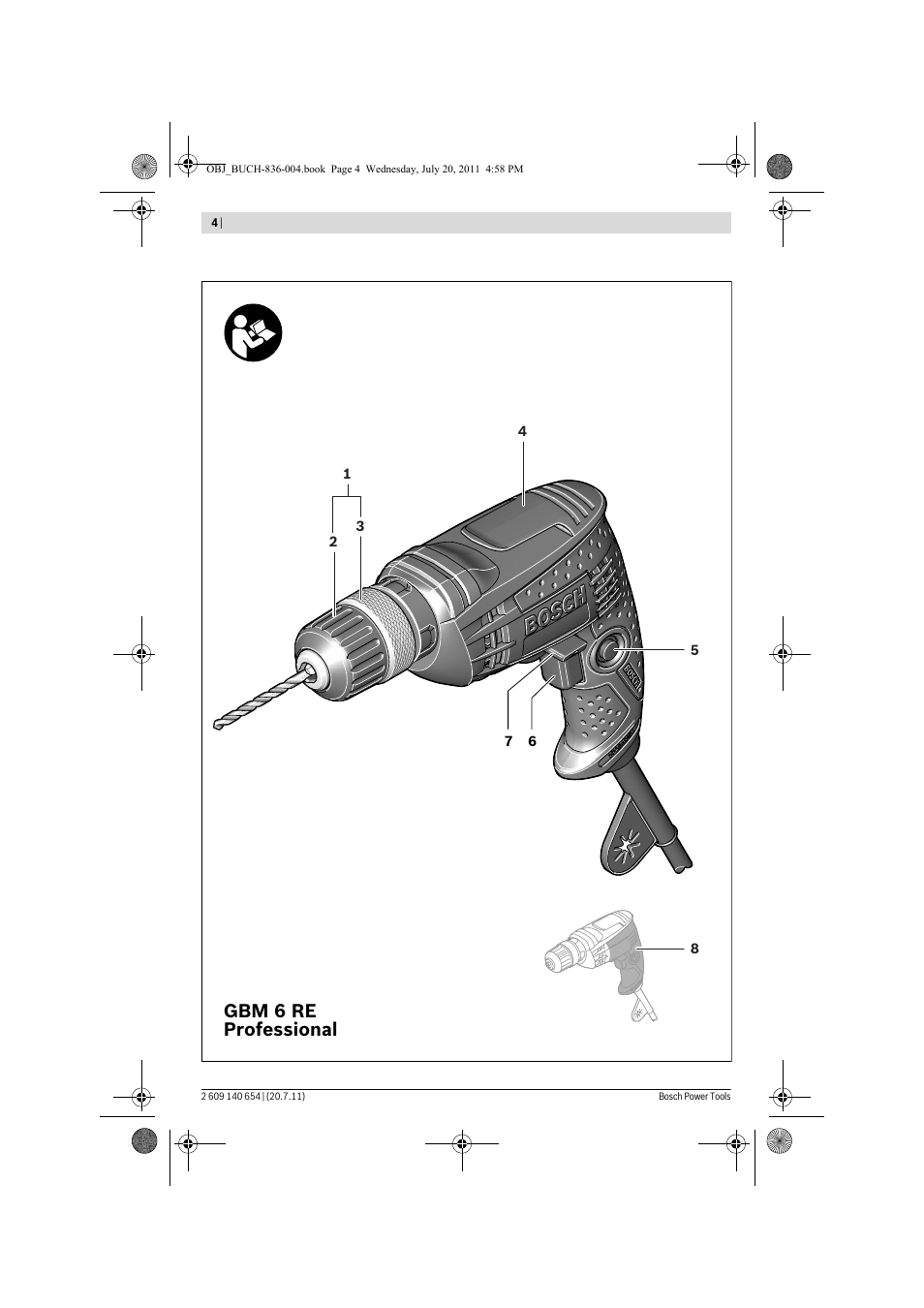 Gbm 6 re professional | Bosch GBM 6 RE Professional User Manual | Page 4 / 130