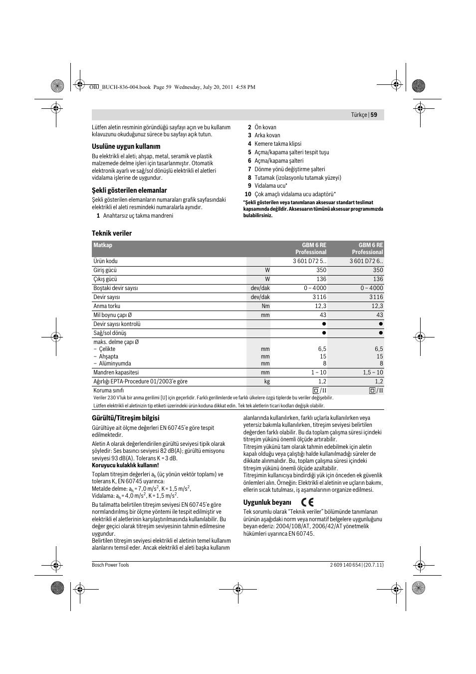 Bosch GBM 6 RE Professional User Manual | Page 59 / 130