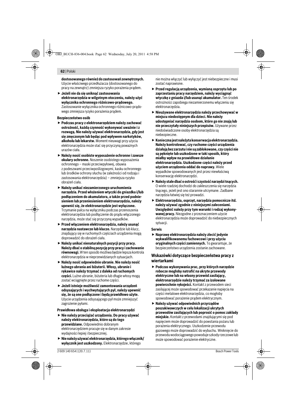 Bosch GBM 6 RE Professional User Manual | Page 62 / 130