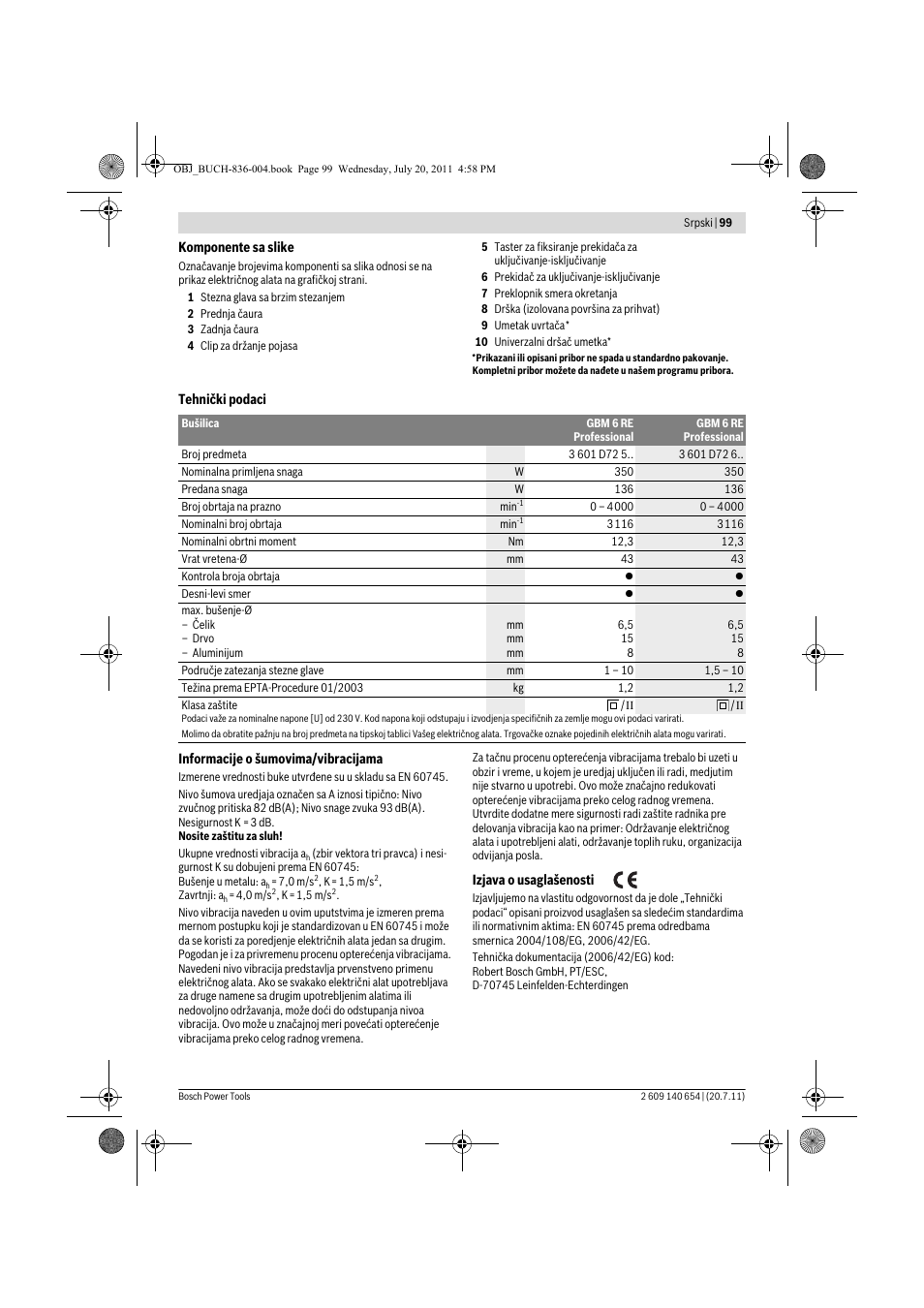 Bosch GBM 6 RE Professional User Manual | Page 99 / 130