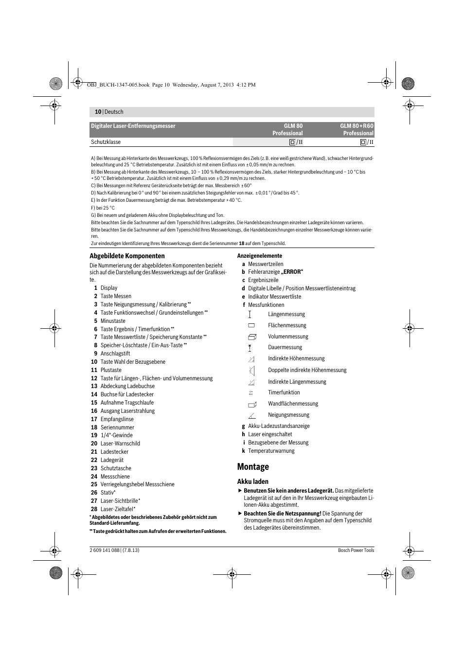 Montage | Bosch GLM 80 + R 60 Professional User Manual | Page 10 / 309