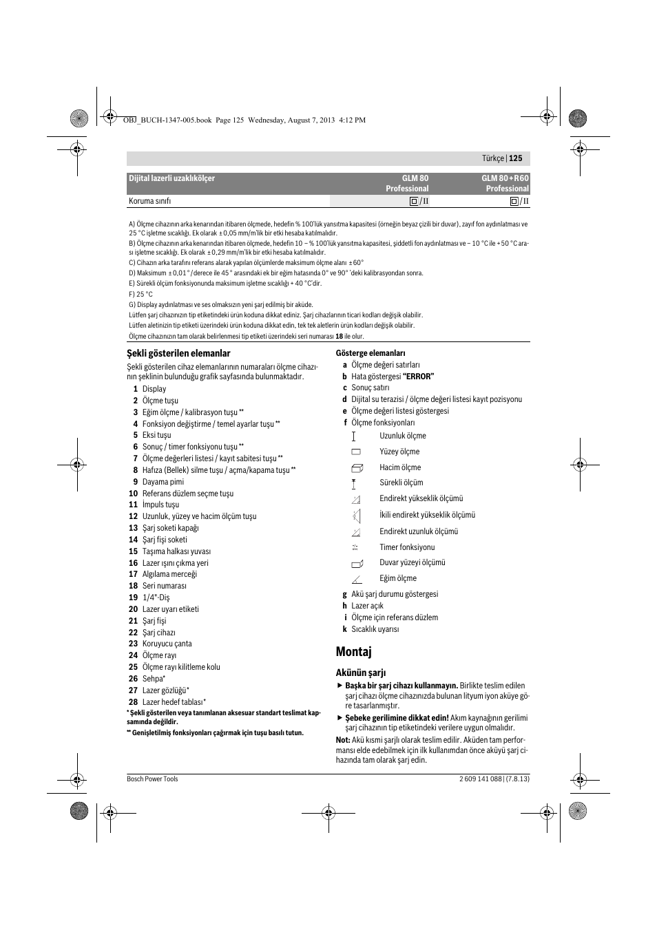 Montaj | Bosch GLM 80 + R 60 Professional User Manual | Page 125 / 309