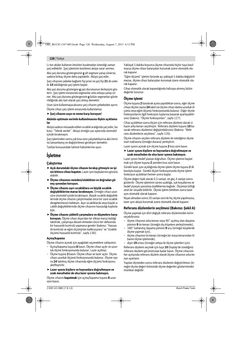 Işletme | Bosch GLM 80 + R 60 Professional User Manual | Page 126 / 309