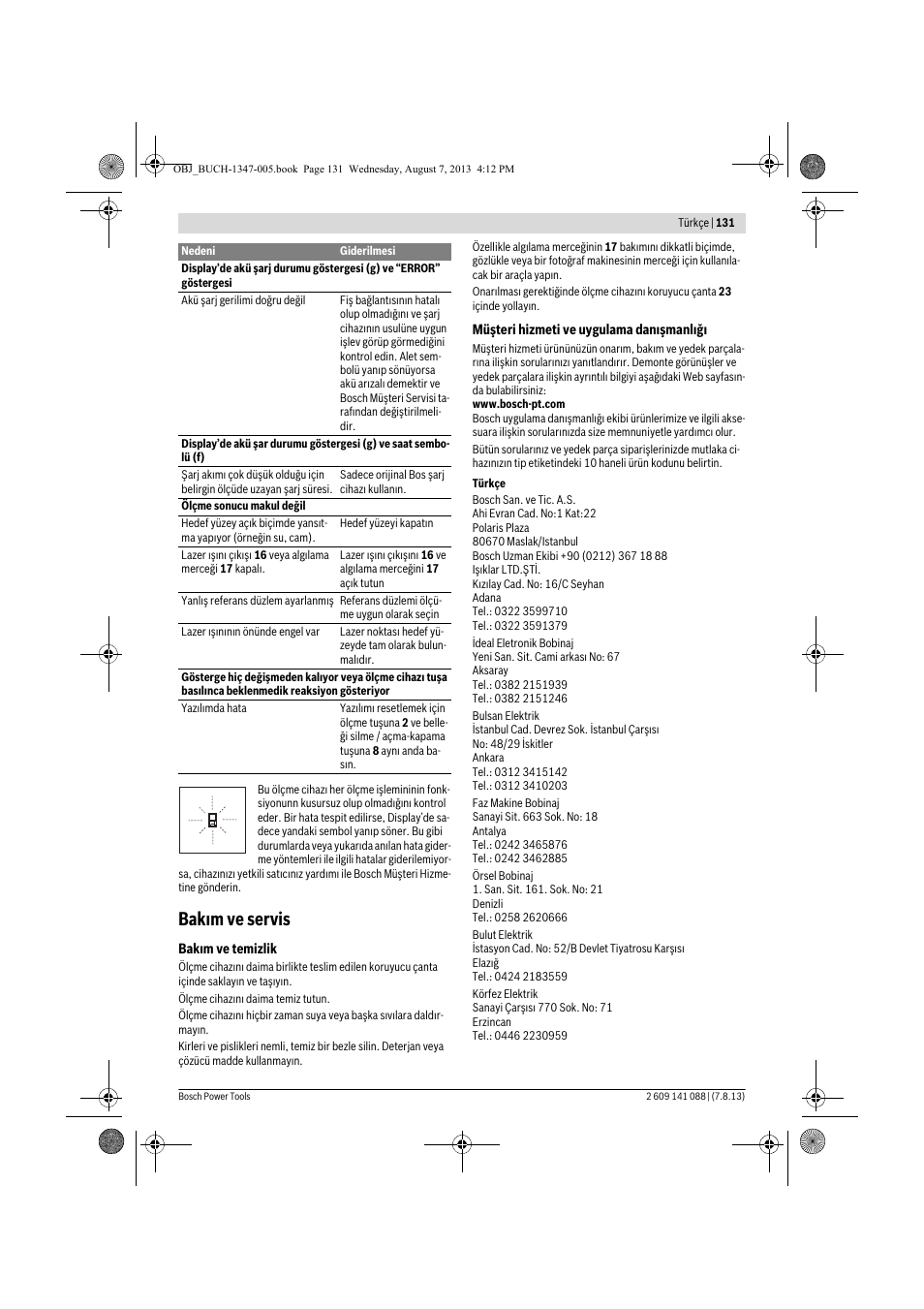 Bakım ve servis | Bosch GLM 80 + R 60 Professional User Manual | Page 131 / 309