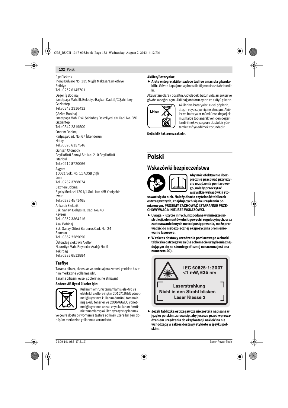 Polski, Wskazówki bezpieczeństwa | Bosch GLM 80 + R 60 Professional User Manual | Page 132 / 309