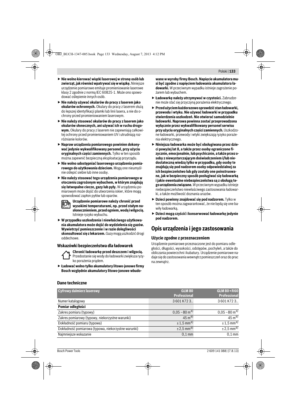 Opis urządzenia i jego zastosowania | Bosch GLM 80 + R 60 Professional User Manual | Page 133 / 309