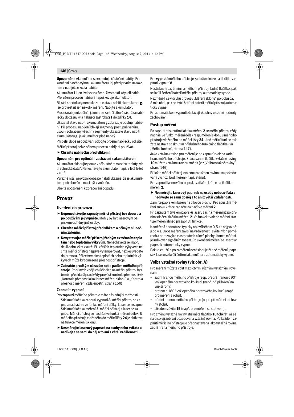 Provoz | Bosch GLM 80 + R 60 Professional User Manual | Page 146 / 309