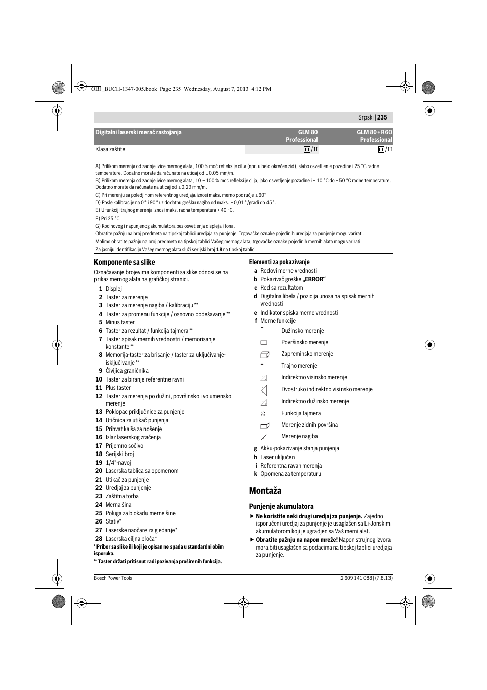 Montaža | Bosch GLM 80 + R 60 Professional User Manual | Page 235 / 309