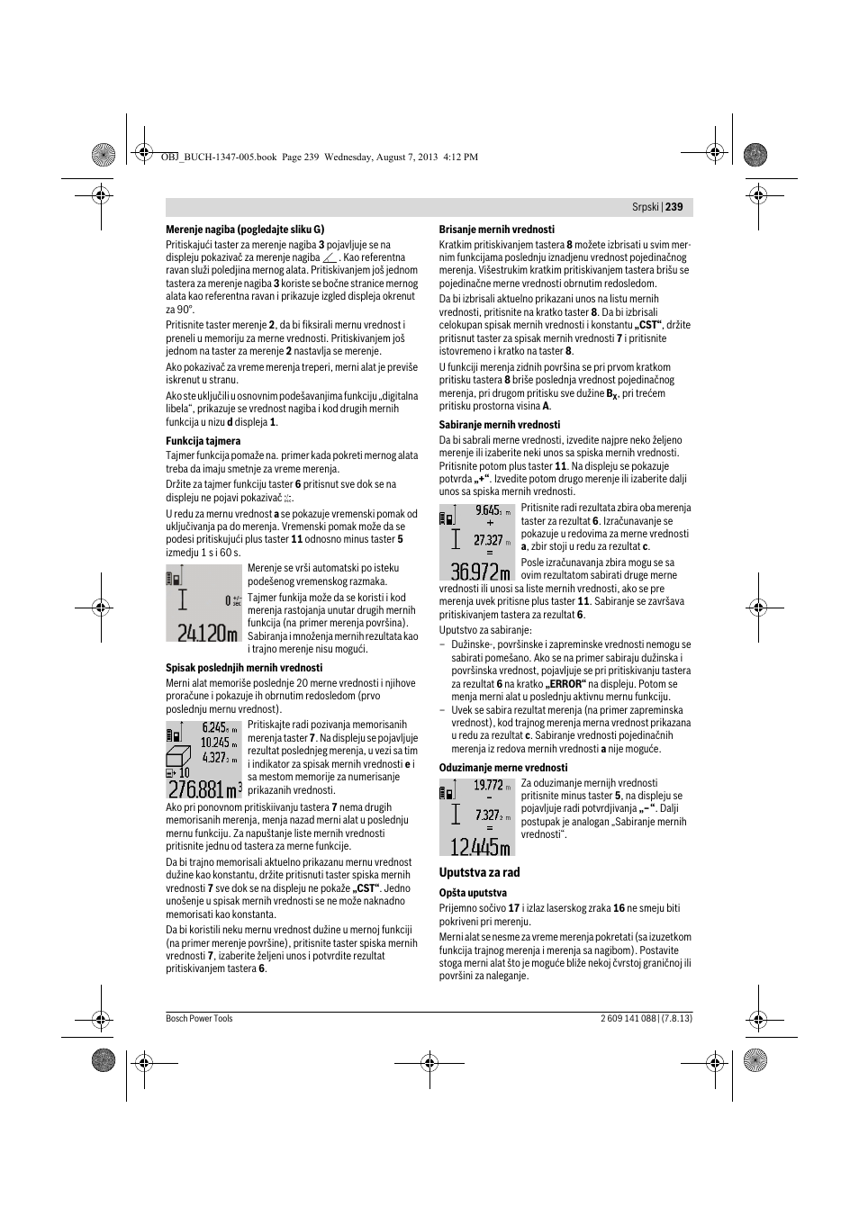 Bosch GLM 80 + R 60 Professional User Manual | Page 239 / 309