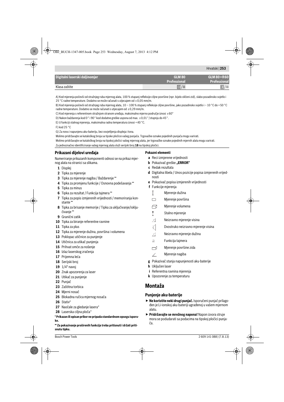 Montaža | Bosch GLM 80 + R 60 Professional User Manual | Page 253 / 309