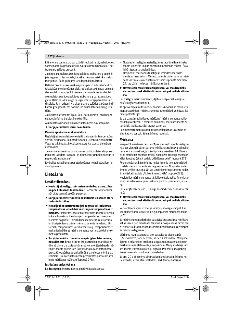 Lietošana | Bosch GLM 80 + R 60 Professional User Manual | Page 272 / 309