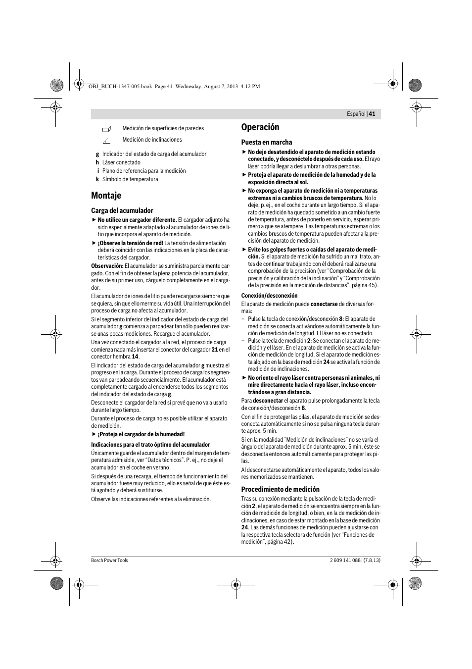 Montaje, Operación | Bosch GLM 80 + R 60 Professional User Manual | Page 41 / 309
