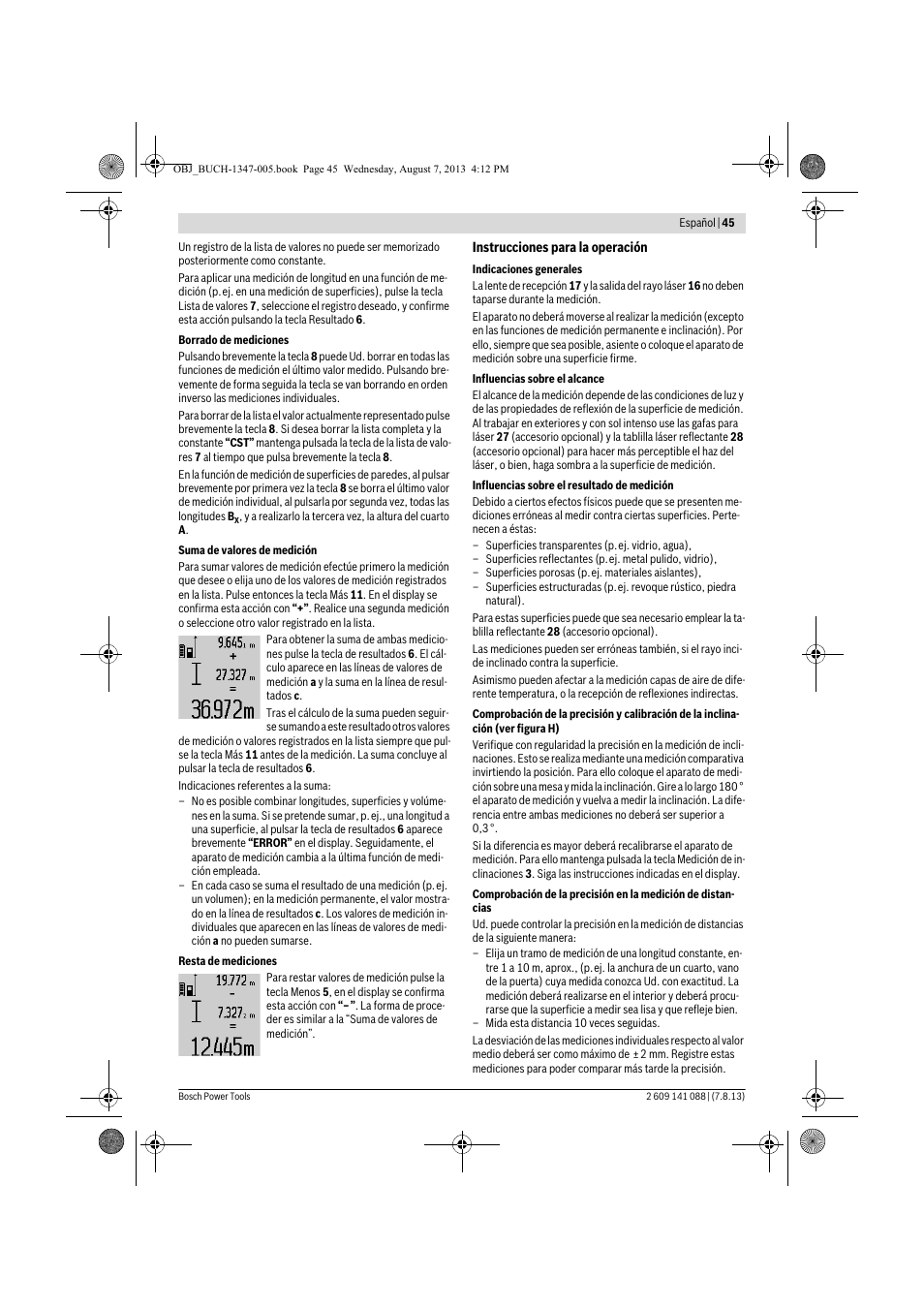 Bosch GLM 80 + R 60 Professional User Manual | Page 45 / 309