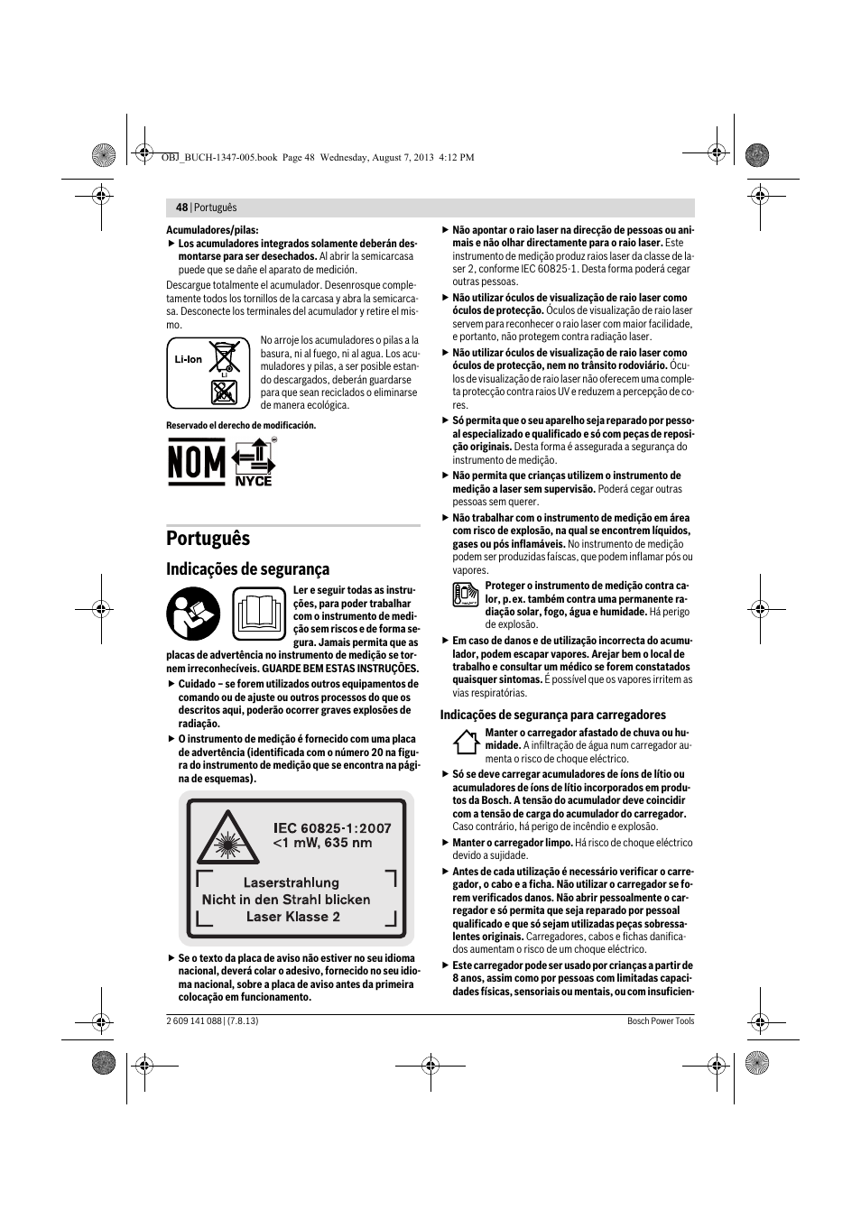 Português, Indicações de segurança | Bosch GLM 80 + R 60 Professional User Manual | Page 48 / 309