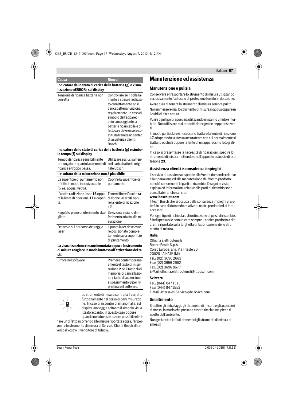 Manutenzione ed assistenza | Bosch GLM 80 + R 60 Professional User Manual | Page 67 / 309