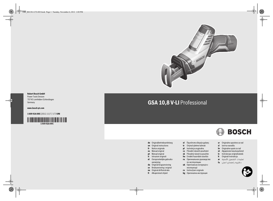 Bosch GSA 10,8 V-LI Professional User Manual | 172 pages