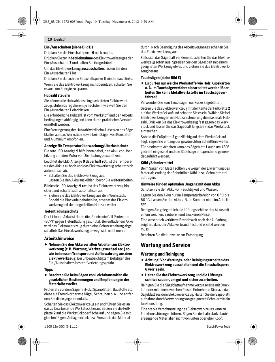 Wartung und service | Bosch GSA 10,8 V-LI Professional User Manual | Page 10 / 172