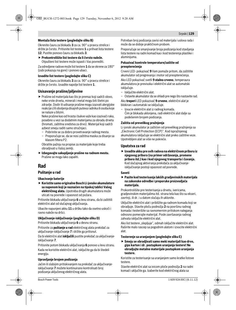 Bosch GSA 10,8 V-LI Professional User Manual | Page 129 / 172