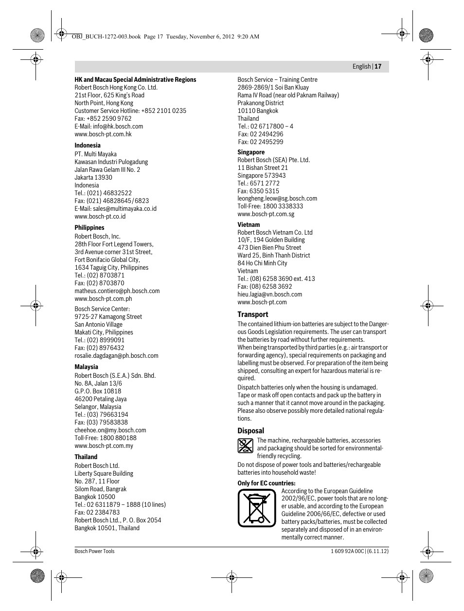 Bosch GSA 10,8 V-LI Professional User Manual | Page 17 / 172