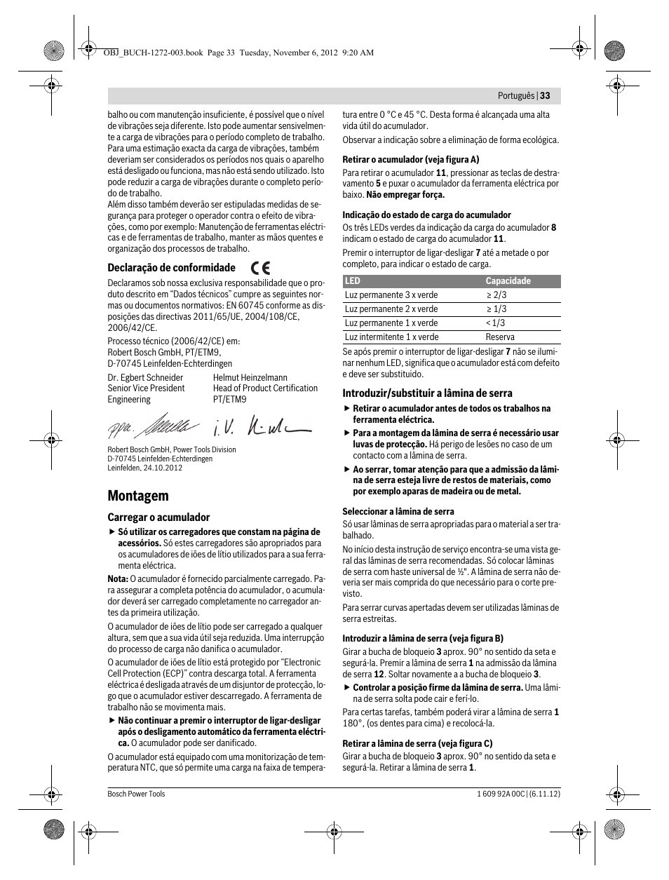 Montagem | Bosch GSA 10,8 V-LI Professional User Manual | Page 33 / 172