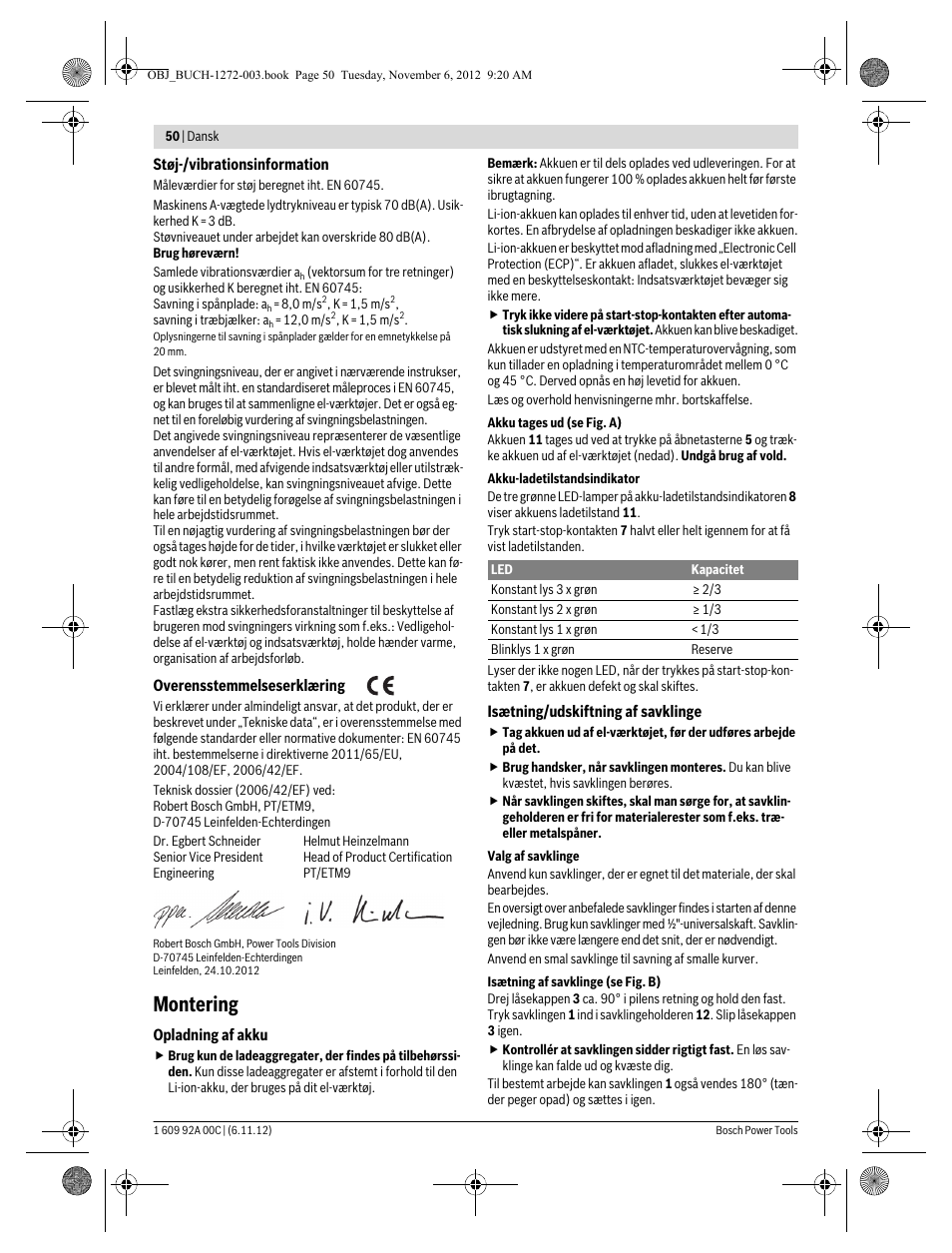 Montering | Bosch GSA 10,8 V-LI Professional User Manual | Page 50 / 172